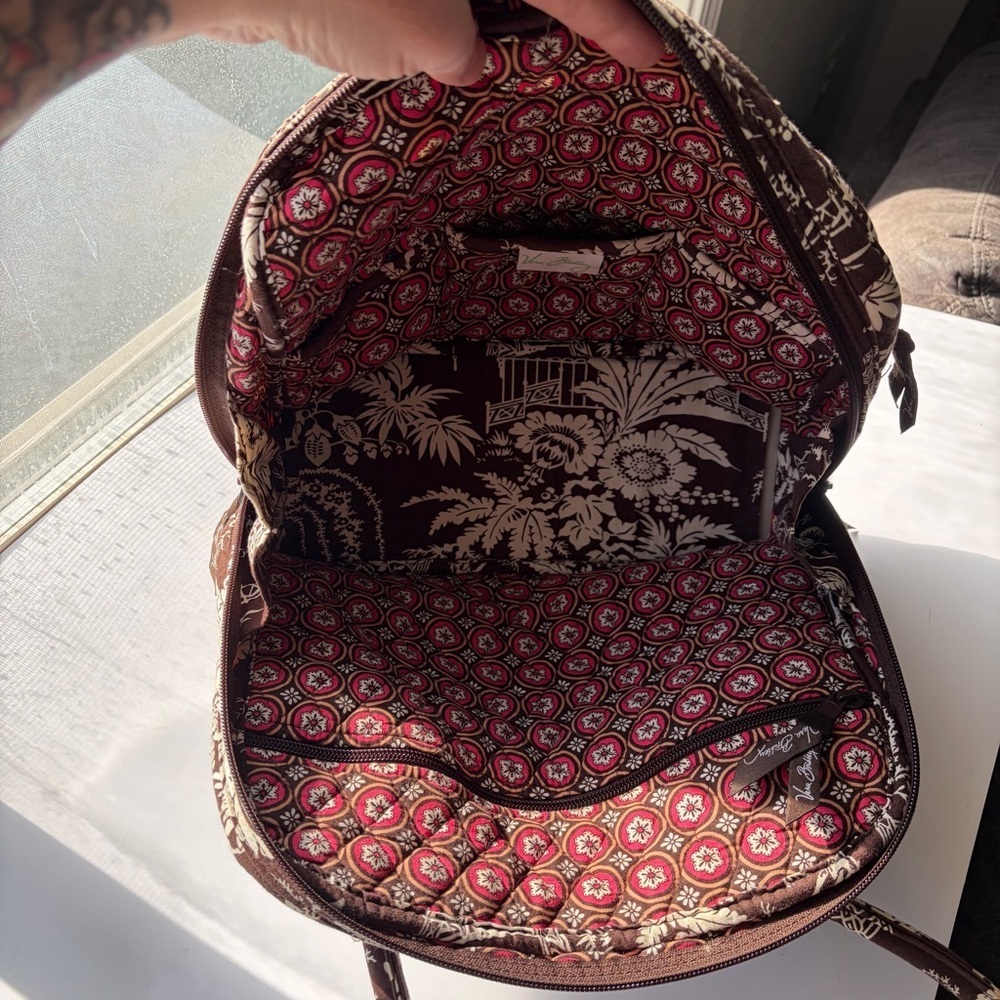 Vera Bradley Quilted Small Duffel Weekender Brown Floral Zip Top - Picture 5 of 10